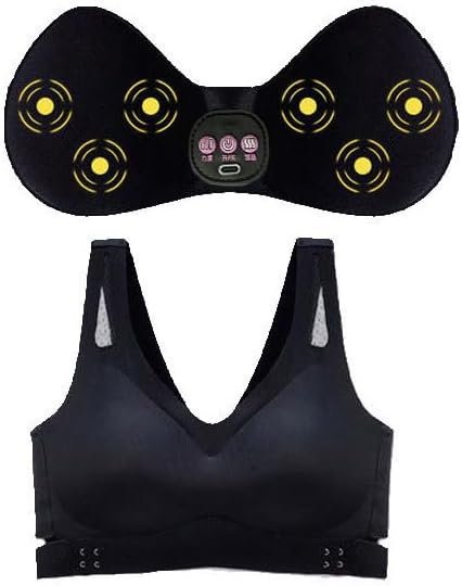 Breast Massager Feminine Bra Enhancement Heated Bra Massager, USB Removable Wireless Breast Massager for Shaping Beautiful(Size:XXL,Color:Black)