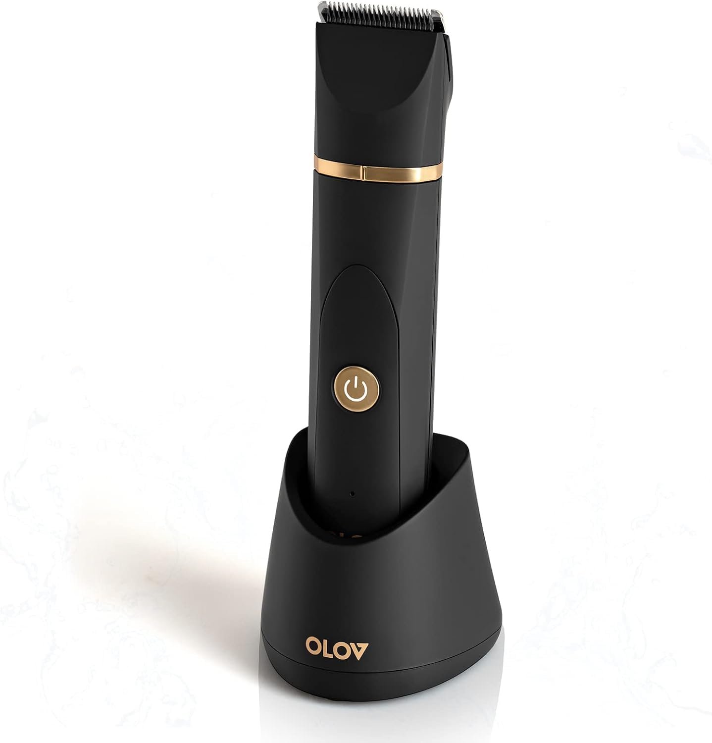 OLOV Electric Body Hair Trimmer – Groin Trimmer for Men – Bikini Trimmer Women – Wet/Dry Shaver Groomer, Replaceable Ceramic Blade Heads, USB Recharge Dock, Waterproof Hygiene Razor,Black