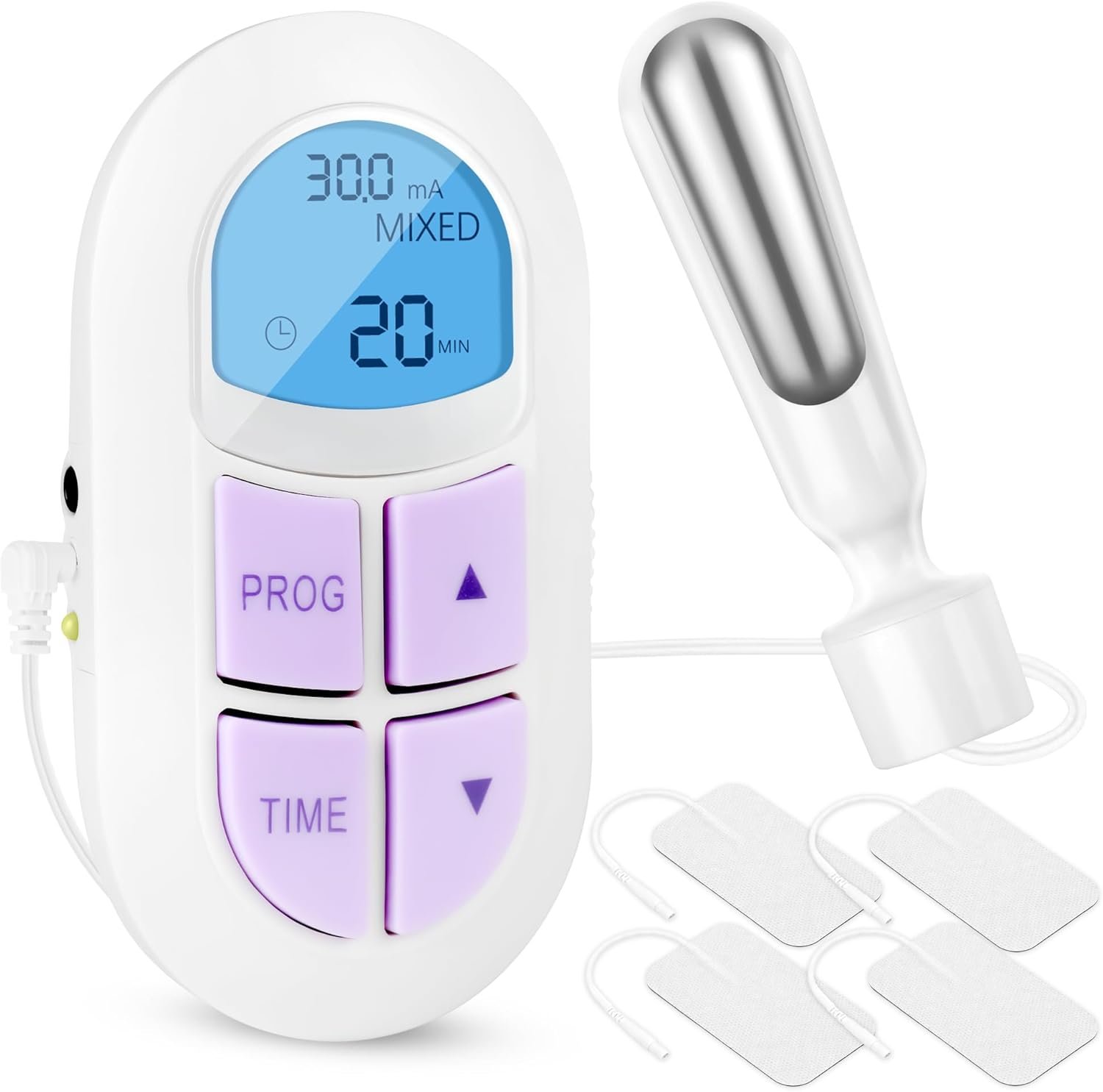 Pelvic Floor Muscle Trainer for Women, Incontinence Treatment Device with Probe and Pads, Electrical Pelvic Floor Exercise Stimulator, Kegel Exerciser for Stress Urge Mixed Urinary Continence Support