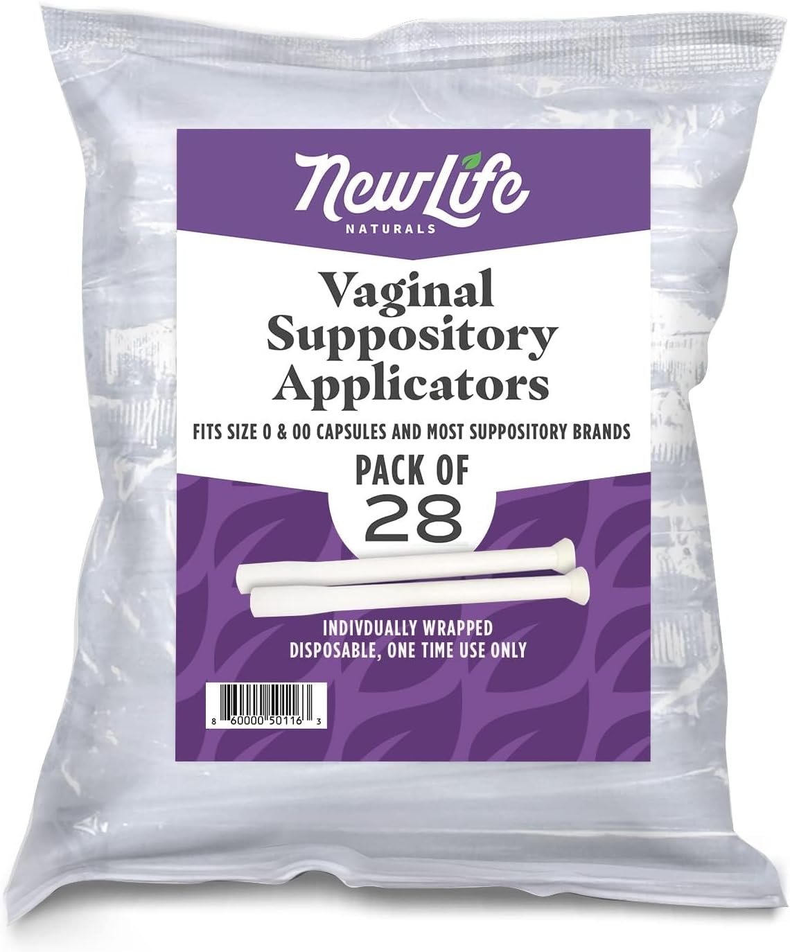 NewLife Naturals Vaginal Suppository Applicators for Boric Acid Suppositories, Size 0 & 00 Capsules, and Pills & Tablets – Individually Wrapped Disposable Applicators – Pack of 28 (Made in USA)