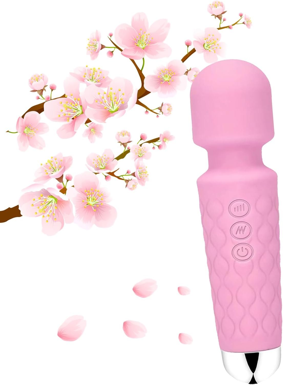 GWWJGSN Handheld Cordless Vibrating Massager—8 Speeds 20 Modes 3-Second Press Power for Neck Back,Arms Legs Muscle Relaxation (Rose Pink)