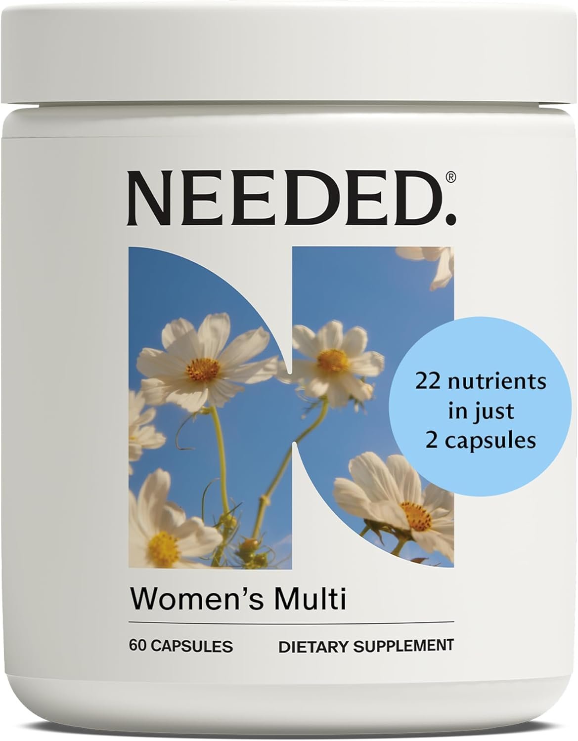 Needed. Multivitamin for Women with 22 Vitamins, Minerals and Antioxidants – Daily Womens Multivitamin – Vitamin B12, B6, D3 4000IU, Choline, Biotin, Magnesium, Folate and More (60 Count)