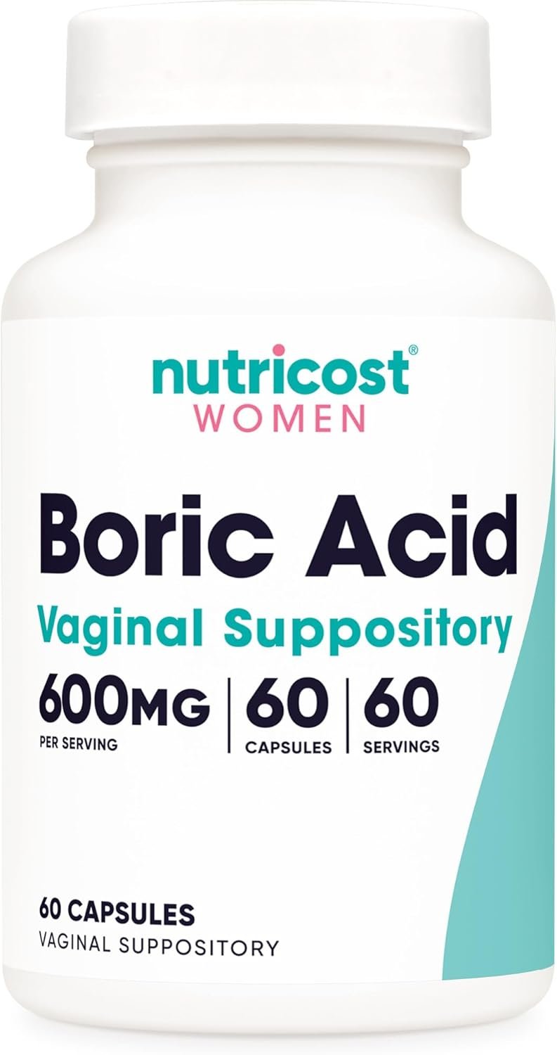 Nutricost Boric Acid 600mg, 60 Capsules – Vaginal Suppository – Non-GMO – for Women