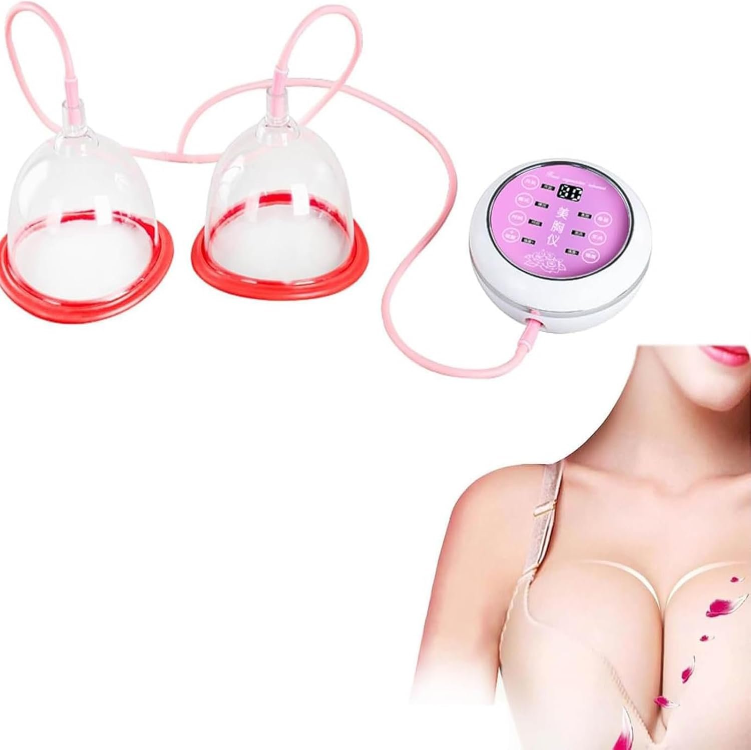 Electric Breast Massager | Chest Beauty Enlargement Machine | Vacuum Therapy Machine for Fast Enlargement | Double Cup Therapy | for Women’s Breast Health & Firming (A Cup)