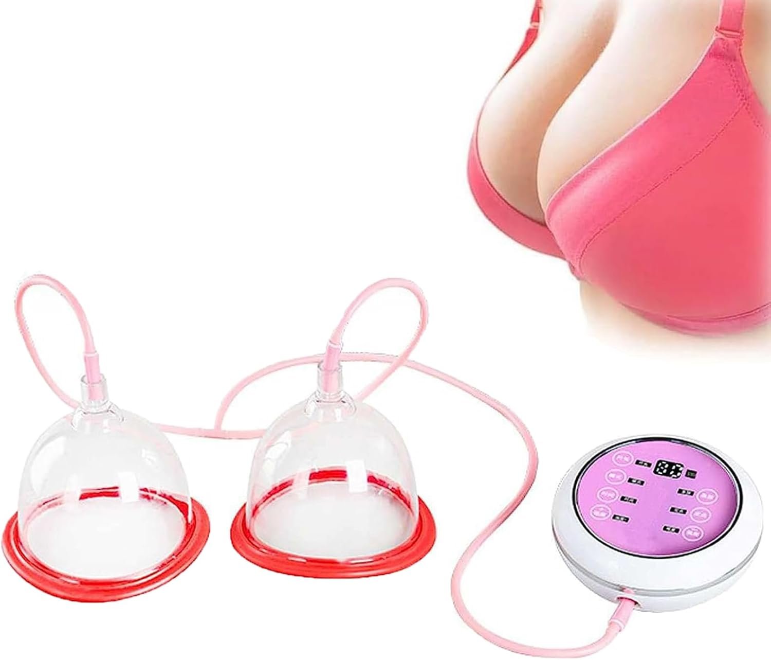 Breast Vacuum Pumps & Enlargement Machine – Wireless Electric Massager for Fast Growth, Double Cup Therapy, Bust Lift Enhancer with USB Charging for Women’s Breast Health & Firming