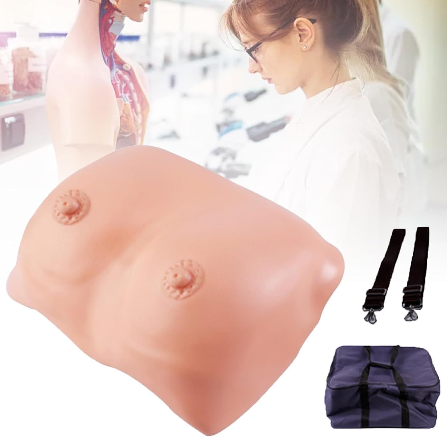 Female Breast Model Breast Exam Training and Practice Model, Wearable Breast Examination Model – Breast Tumor Lesion Manikin Teaching Medical Educational Training Aid