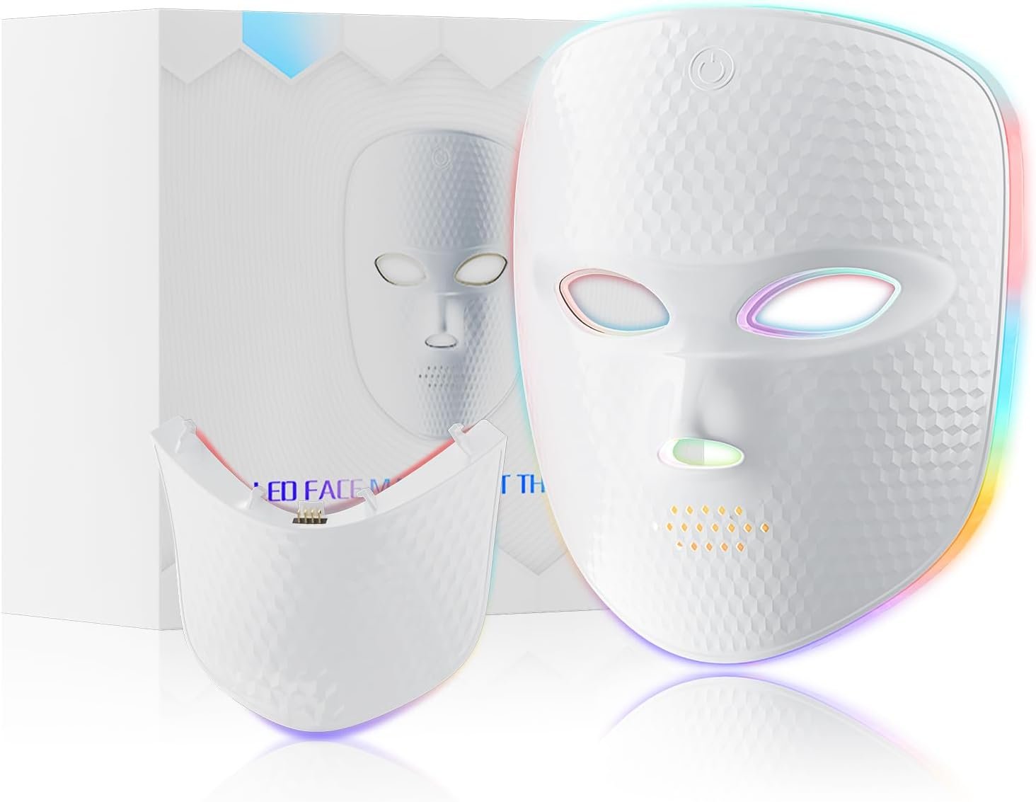 Red Light Therapy for Face Cordless LED Face Mask Light Therapy,USB Rechargeable,Red Mask for Home Working Travel Yoga Sleep LED Silicone mask and Neck
