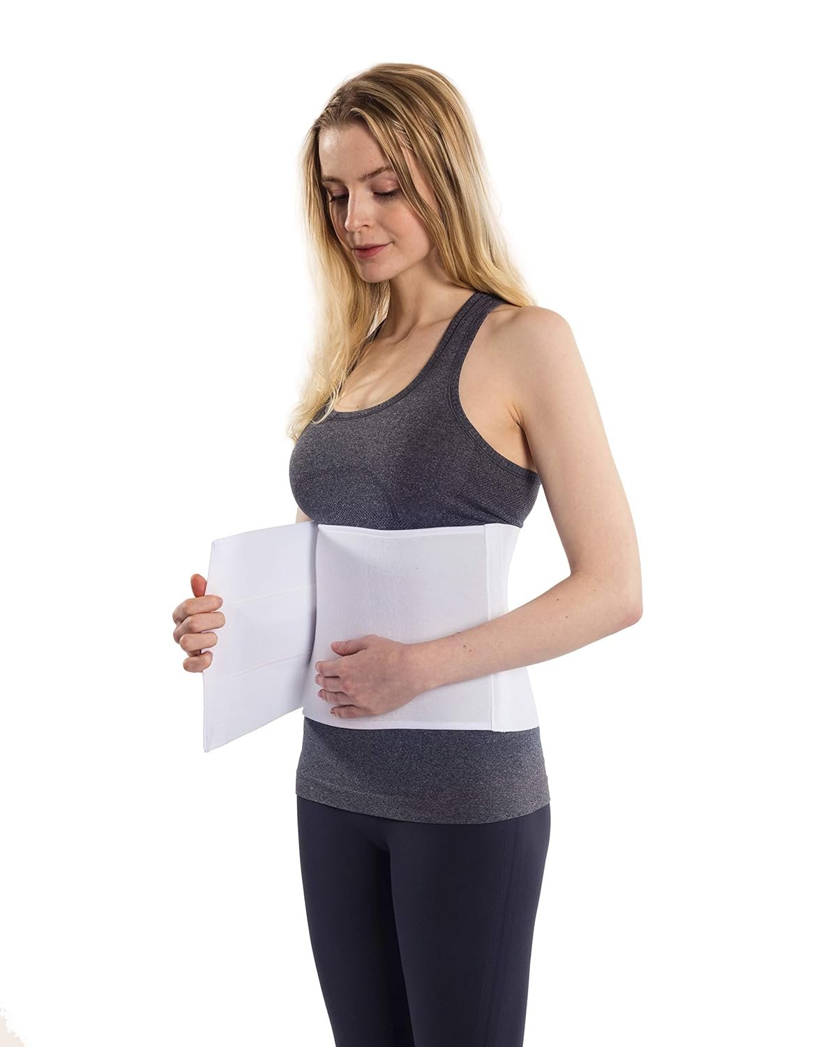 NYOrtho Postpartum Belly Binder, Abdominal Binder for Women, C-Section Recovery, Tummy Tuck Support, Belly Wrap for Postpartum, Swelling & Hernia – Latex-Free, Breathable – Medium 45″-60″