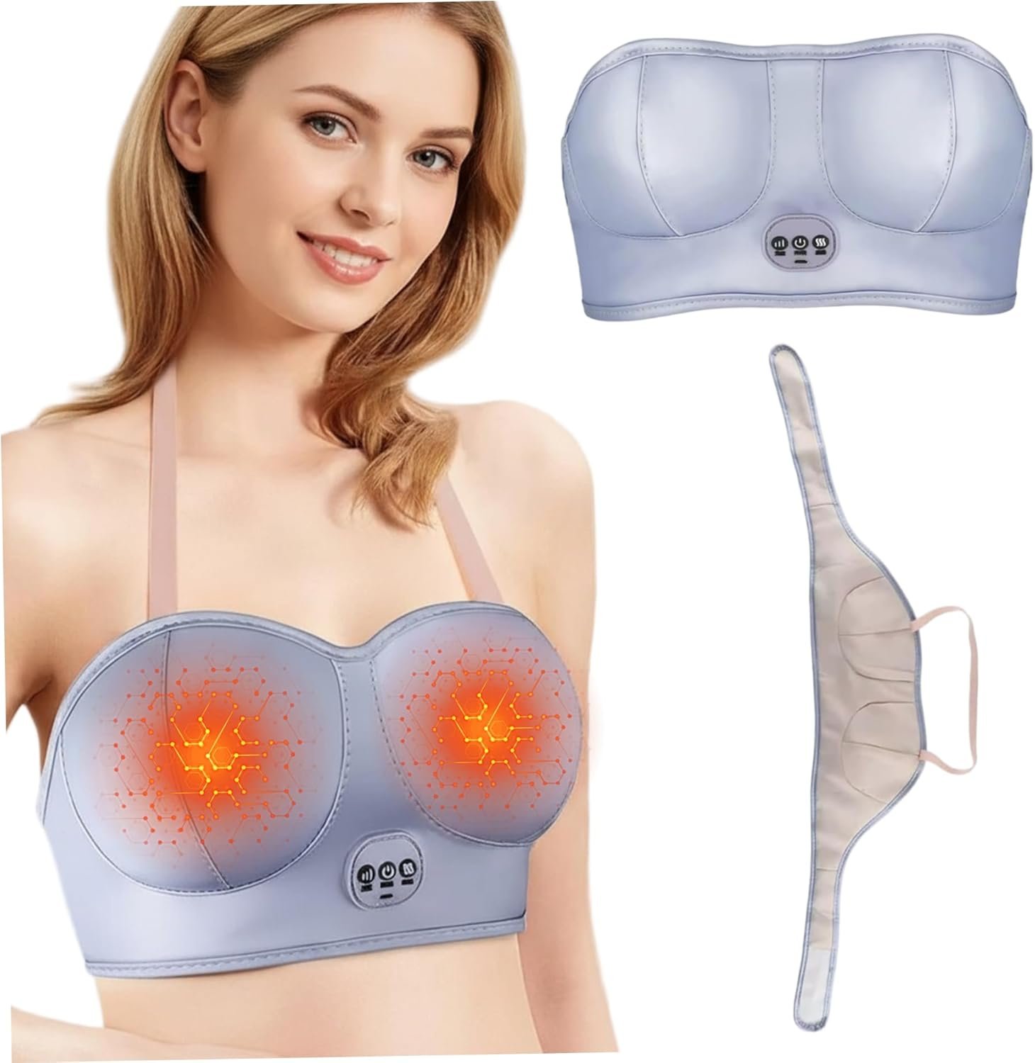 Lactation Massager with Heat Breast Massager with 40°C Constant Temperature Electric Heated Bra for Clogged Ducts Relief