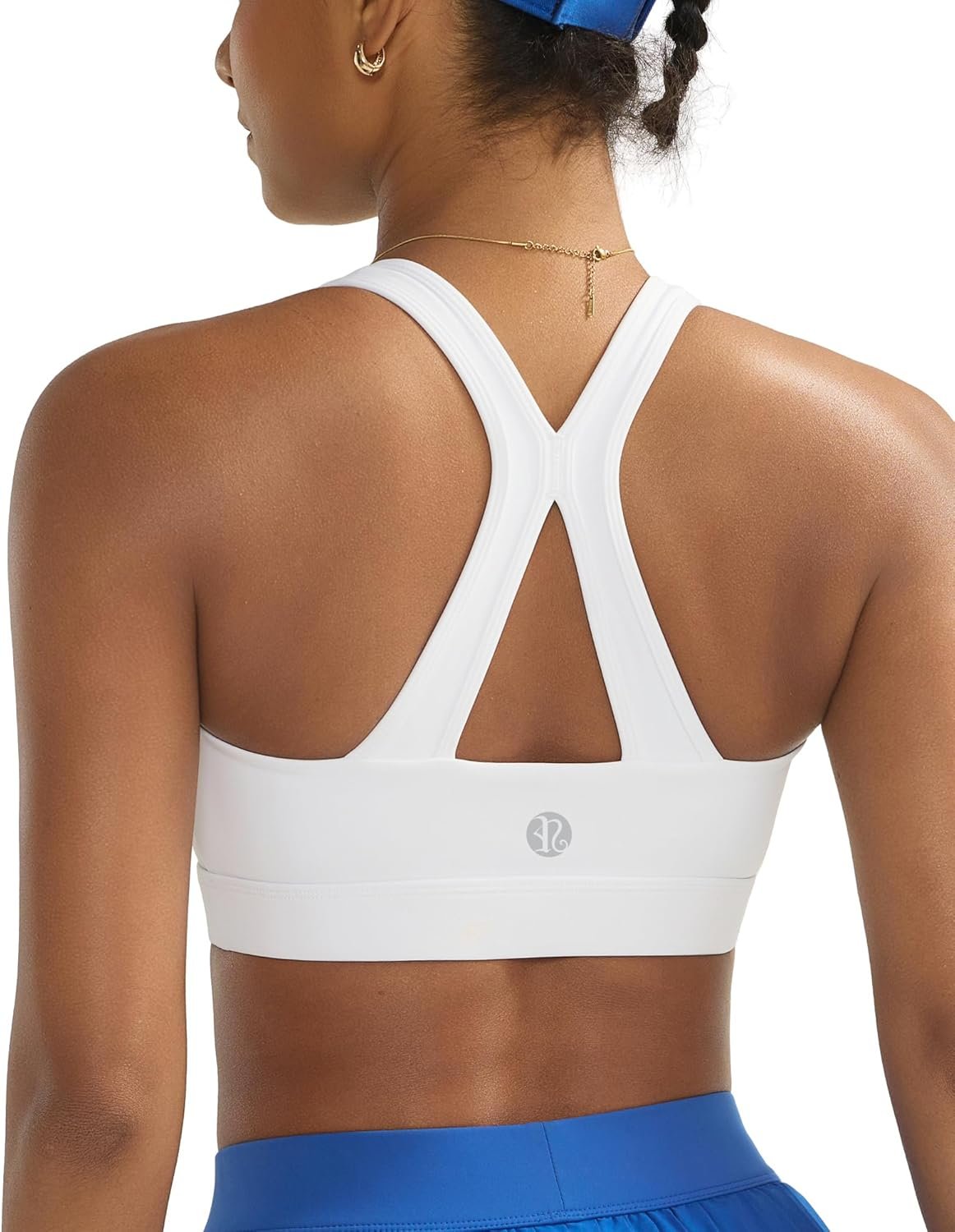 RUNNING GIRL Sports Bras for Women High Support, V Neck Molded Cup High Impact Sports Bra with Sewn in Pads