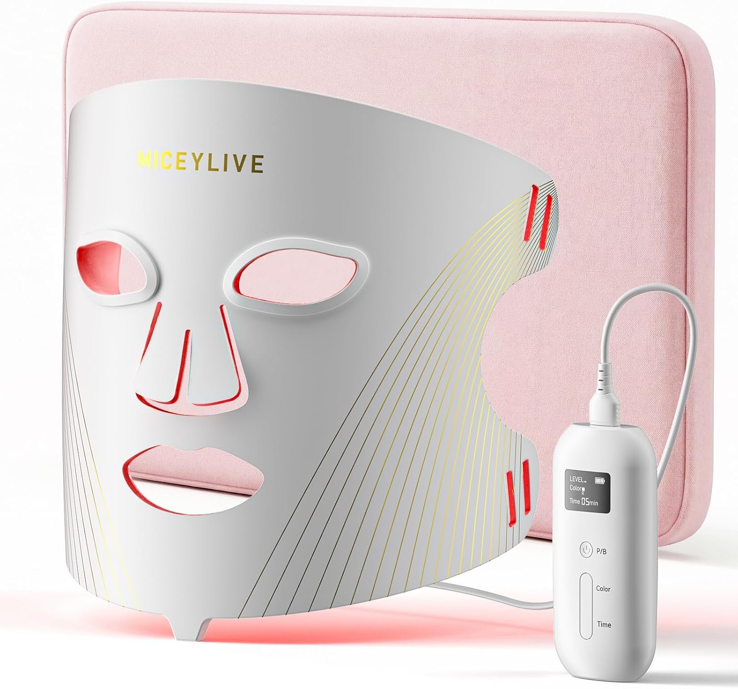 Red Light Therapy for Face Mask, Blue Light Therapy for Acne, Gifts for Women, Wrinkle LED Face Mask, 432 LED with Full Face Coverage & 3 Light Modes, Travel Bag for Home Use & Travel, pink