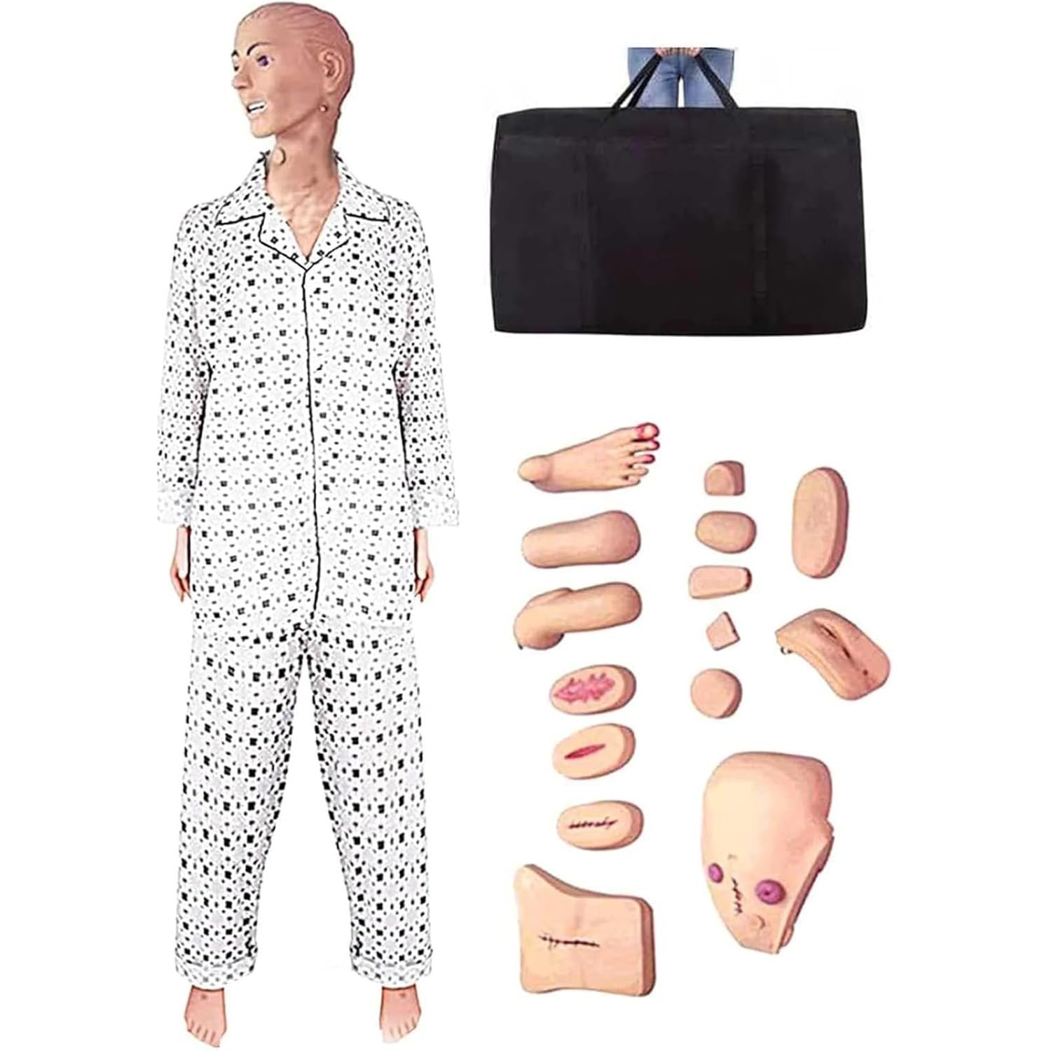 Nursing Manikin – 5.57ft Life Size Full Body Simulator Anatomical Human Model for Patient Care, Trauma Training, and Medical Education Teaching Model