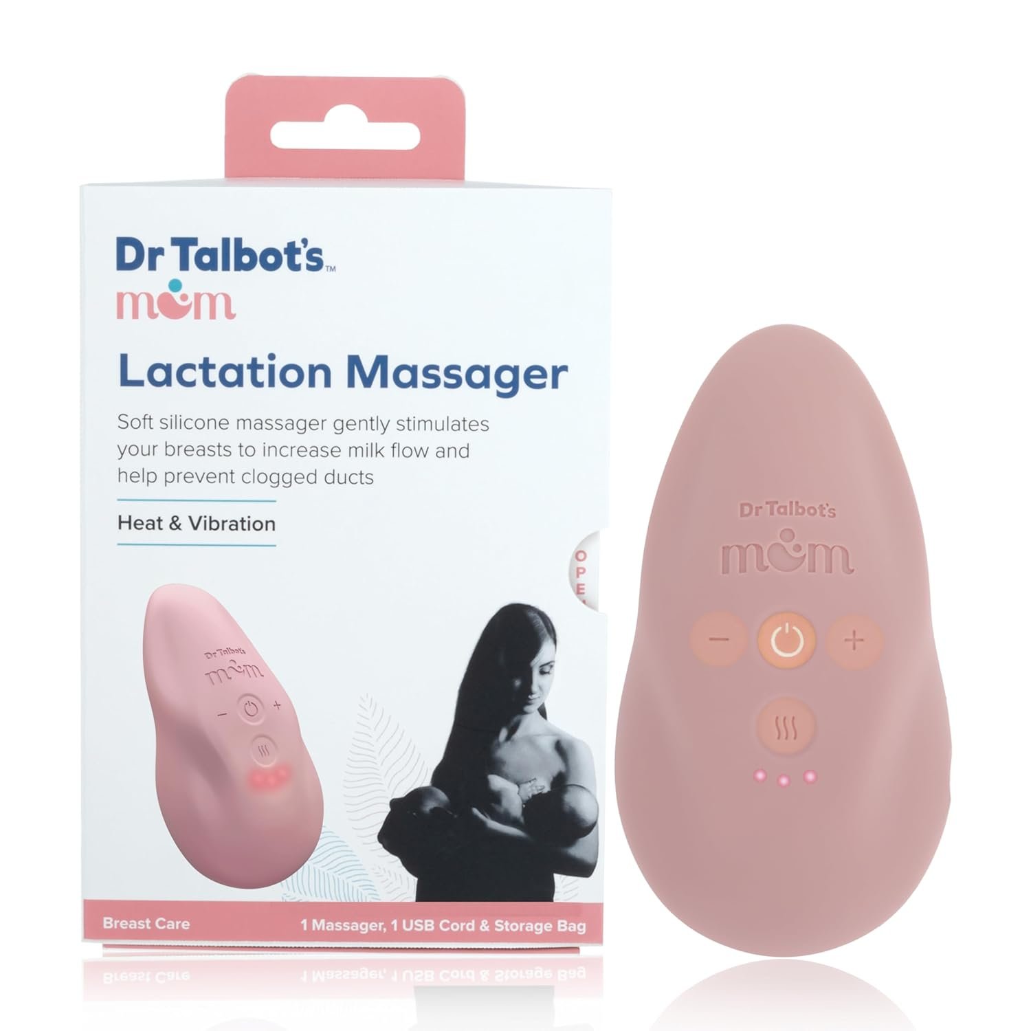 Dr Talbot’s Mom Lactation Massager – Adjustable Heat and Vibration Modes – Includes Storage Bag and USB Cord – Breastfeeding Essentials