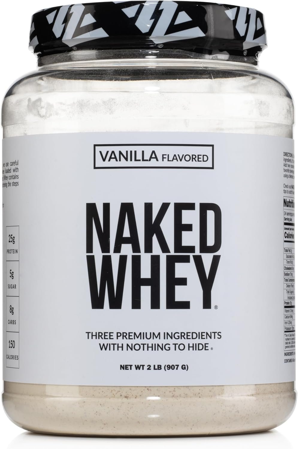 NAKED Whey Vanilla Protein Powder – Only 3 Ingredients – Grass Fed Whey Protein Powder, Vanilla Flavor, and Organic Coconut Sugar, NSF Certified, No GMO, No Soy, and Gluten Free – 24 Servings