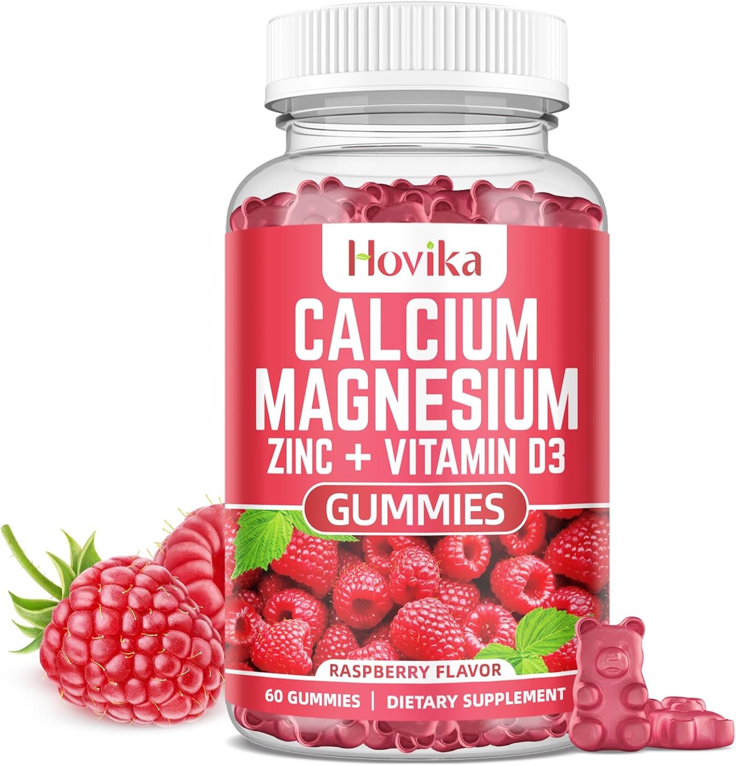 Calcium Magnesium Zinc Gummies with Potassium Vitamin C, B6, D3, K2 – Calcium for Women & Men – Calcium Magnesium Zinc Multi Vitamin Supplement for Bones, Muscles, Teeth, Calm Mood & Immunity – 60 Cts