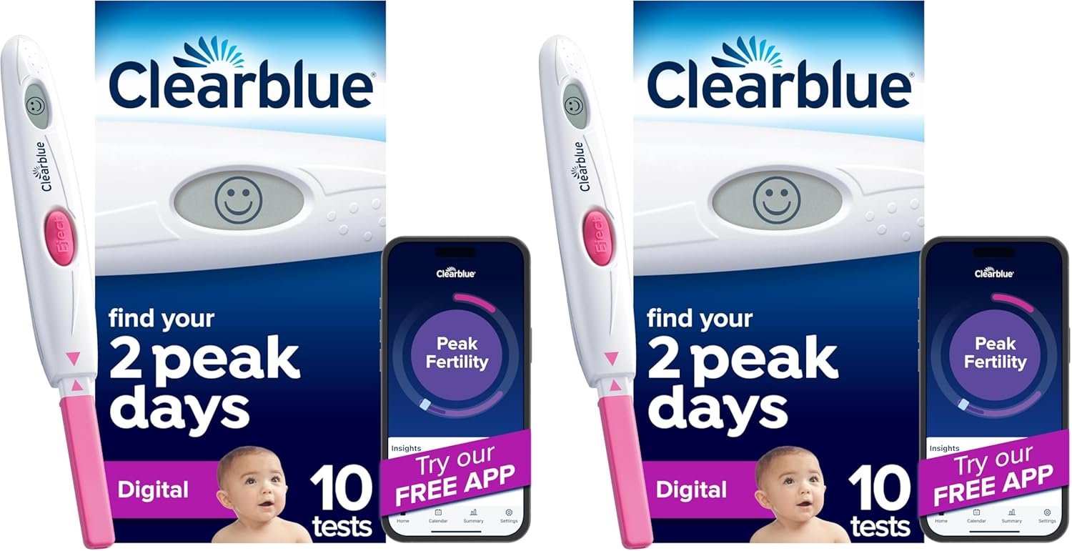 Clearblue Digital Ovulation Predictor Kit, Featuring with Digital Results, 10 Digital Ovulation Tests. (Pack of 2)