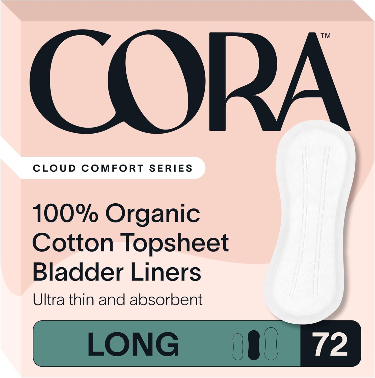 Cora 100% Organic Cotton Topsheet Bladder Liners (72 Long Bladder Liners)