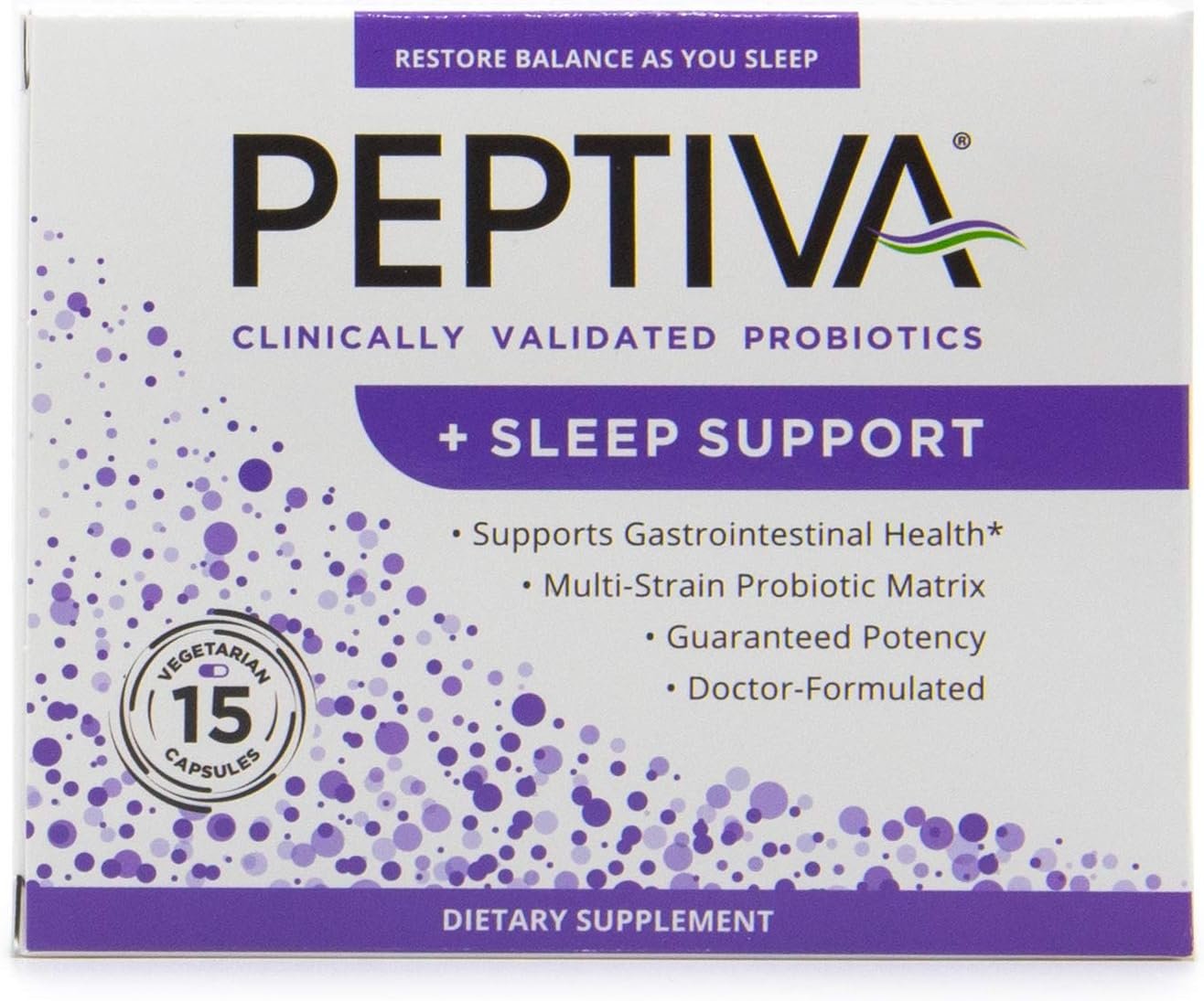 Peptiva 26 Billion CFU Probiotic and Sleep Support – Clinically Validated Multi-Strain Probiotic – Lactobacillus and Bifidobacterium, Melatonin – 15 Count