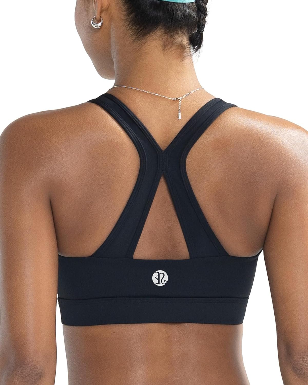 RUNNING GIRL Sports Bras for Women High Support, V Neck Molded Cup High Impact Sports Bra with Sewn in Pads
