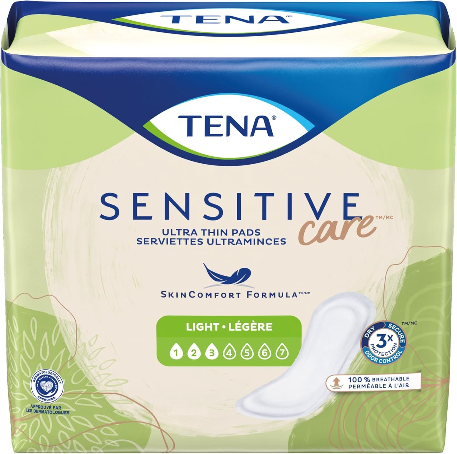 TENA Intimates Ultra Thin Light Bladder Leakage Pad for Women, Light Absorbency, Regular Length, 2 Pack 60 Total