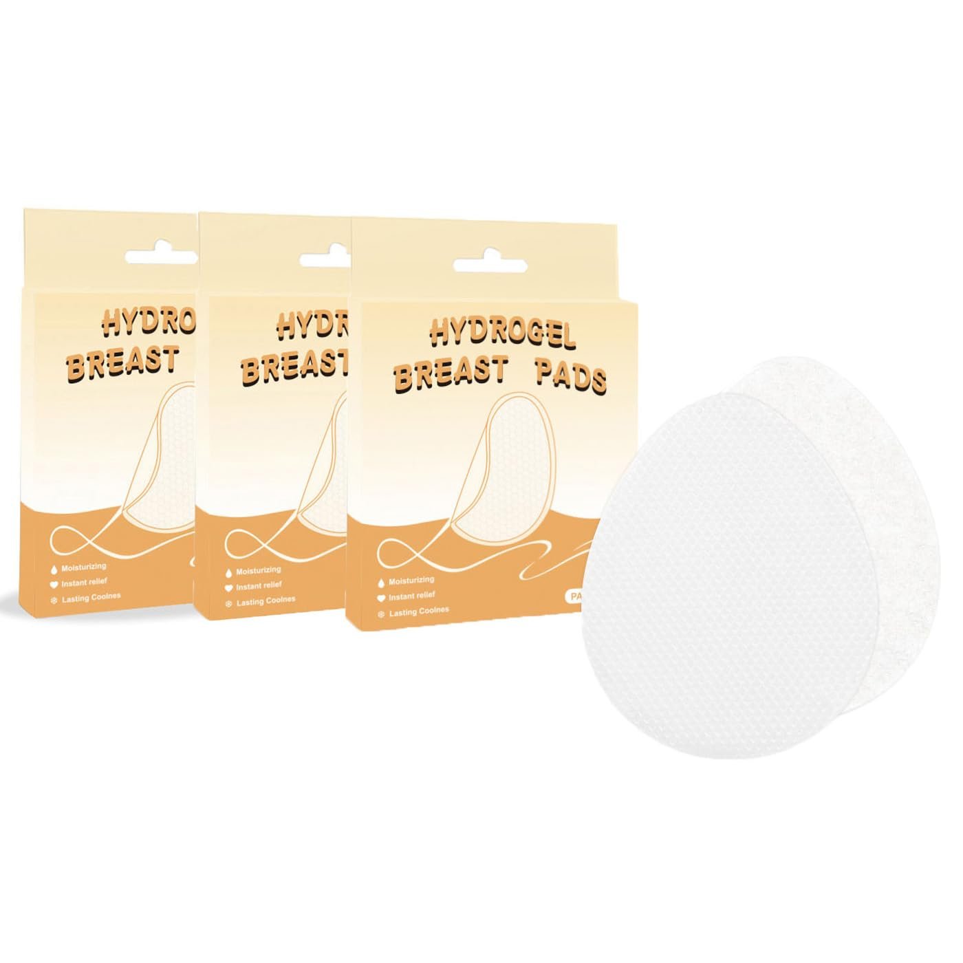 Hydrogel Breast Pads for Breastfeeding, 30 Count Instant Cooling Relief for Sore or Cracked Nipples, Soothing Nipple Pads with Moist Healing Technology, Individually Wrapped