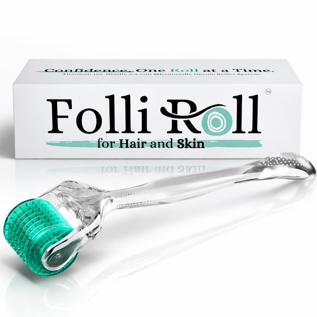 Derma Roller for HAIR and SKIN – for Face and Scalp Derma Stamp, 192 Titanium Individual Microneedles | FREE Storage Case | for Men and Women (0.30mm)