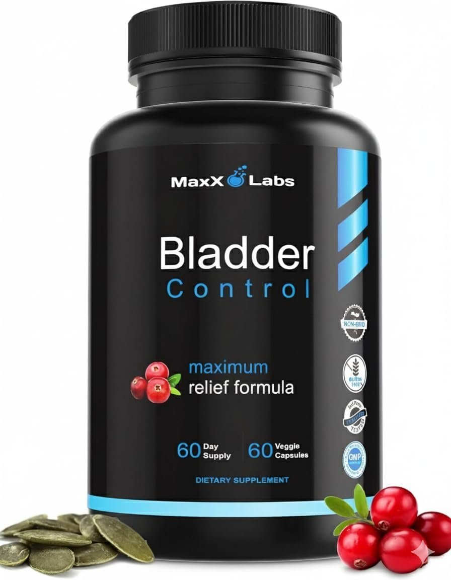 Bladder Control Supplement – Overactive Bladder Control Pills – Pumpkin Seed Extract, Cranberry Extract & Vitamin D3 – Urinary Tract Health Support for Women & Men – 60Ct