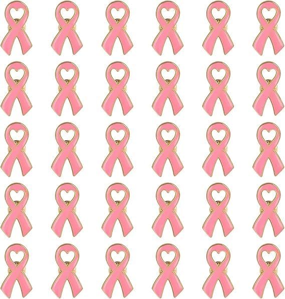 30pcs Women’s Health Awareness Pins, Pink Ribbon Brooch Metal Lapel Breast Pins Women’s Health Awareness Accessories for Women Charity Public & Social Event