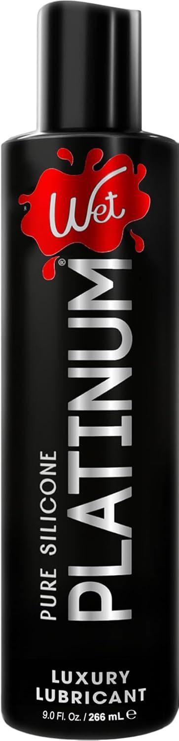 Wet Platinum Silicone-Based Personal Lubricant | Ultra Smooth, Super Slick, Hypoallergenic, Long-Lasting Performance, Waterproof Formula| Lube for Men, Women & Couples, 9 fl oz