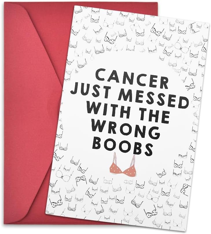 yaozeio Funny Breast Cancer Gifts Card for Women After Surgery Recovery Get Well Soon Gift for Friends Humorous Chemo Encouragement Greeting Card for Breast Cancer Survivor Card Christmas Gifts