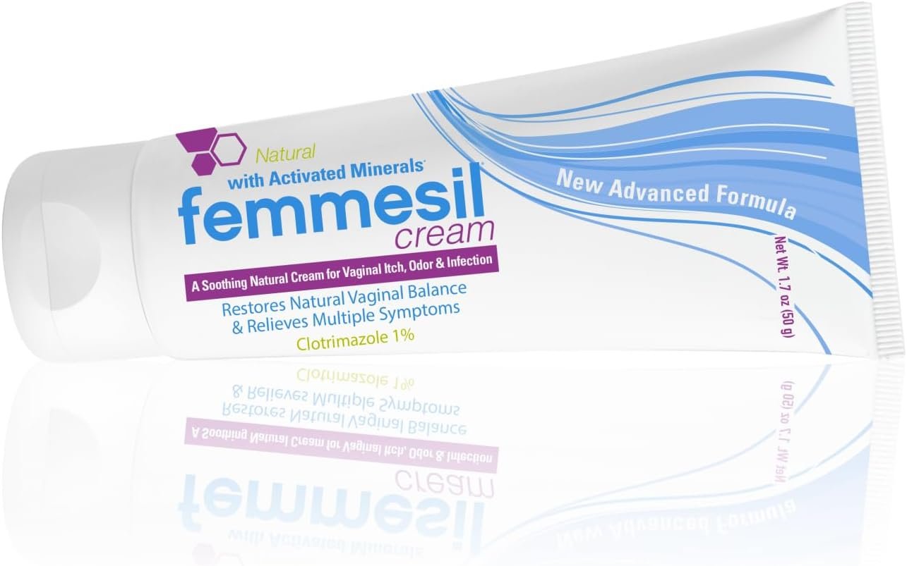 Femmesil Yeast Infection Treatment for Women, with Clotrimazole, Antifungal Vaginal Cream for Soothing Relief of Vaginal Itch & Irritation, Burning & Discomfort, 1.7oz Tube