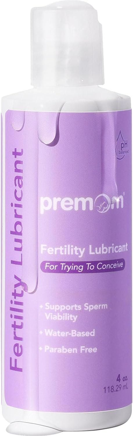 Premom Fertility Lubricant, pH Balanced, Sperm Friendly, Water Based Personal Lube for Women, Men, & Couples Trying to Conceive, No Glycerin or Parabens, Fragrance Free, Condom Safe, 4 Fl Oz