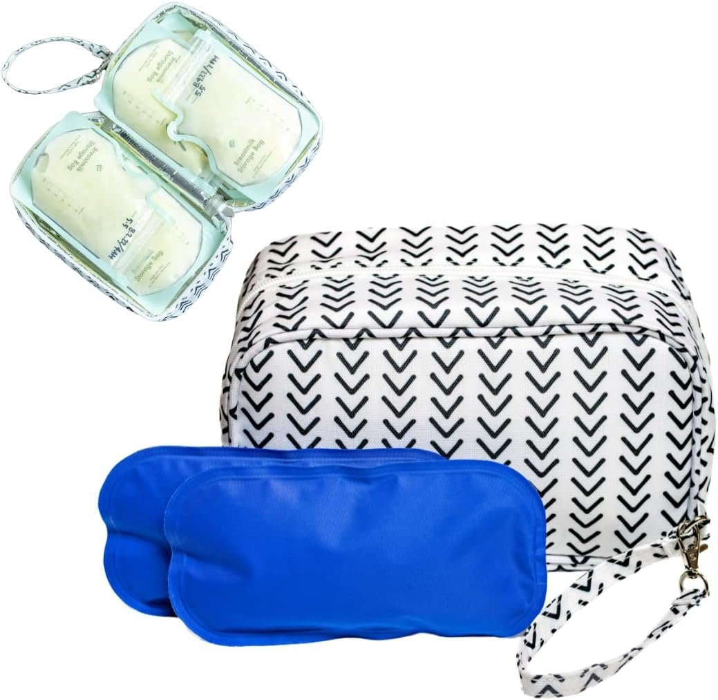 Breastmilk Cooler Bag with Ice Pack – Insulated Breast Milk Cooler Travel Bag – Small Breastmilk Storage Bag Cooler with Detachable Wrist Strap