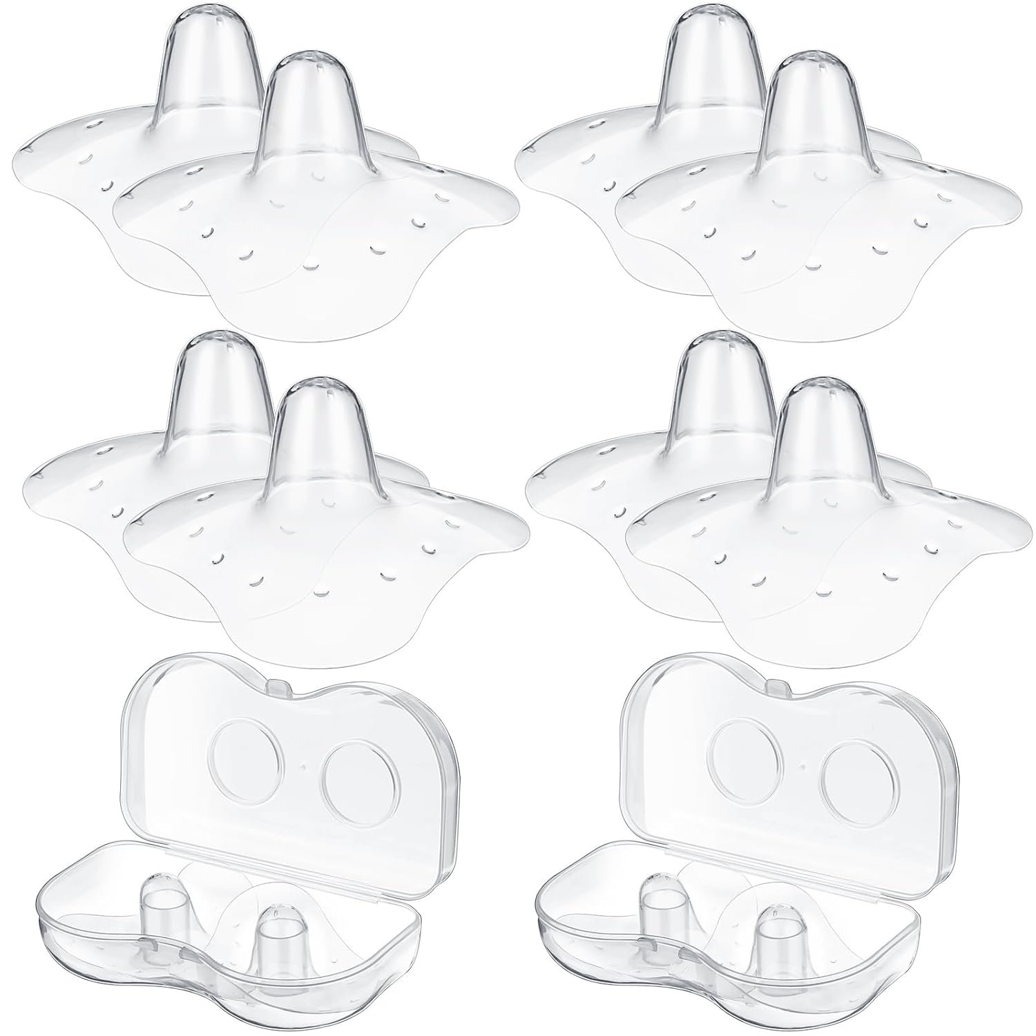 Nuanchu 8 Pcs Nipple Shield for Breastfeeding Newborn Nipple Protector with Carrying Case Silicone Extender for Women Protecting Sore, Flat or Inverted (20 mm/ 0.78 Inch,Clear)