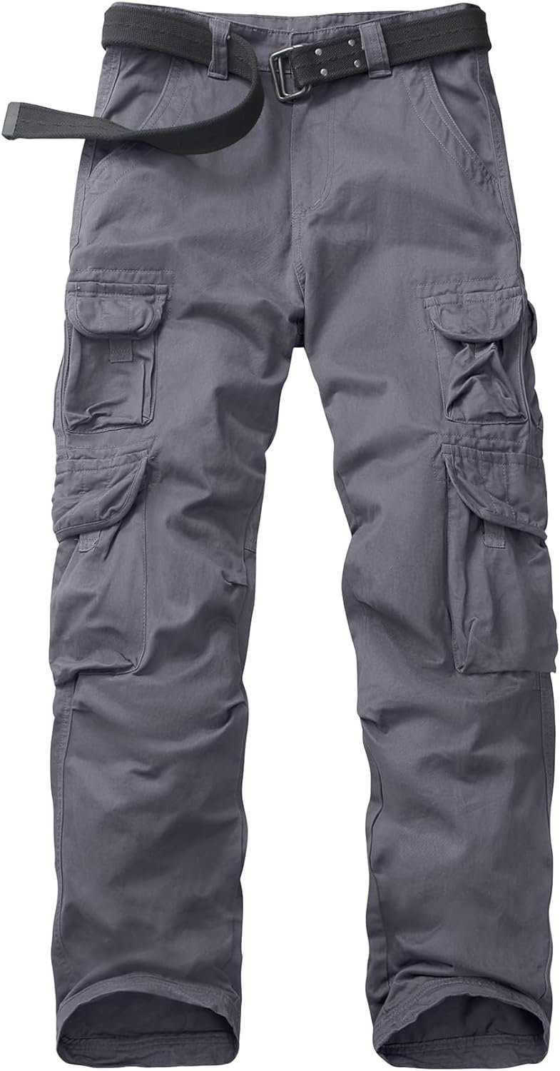 Men’s Cargo Pants Cotton Ripstop Hiking Work Pants Comfort Casual Outdoor Pants with Multi Pockets