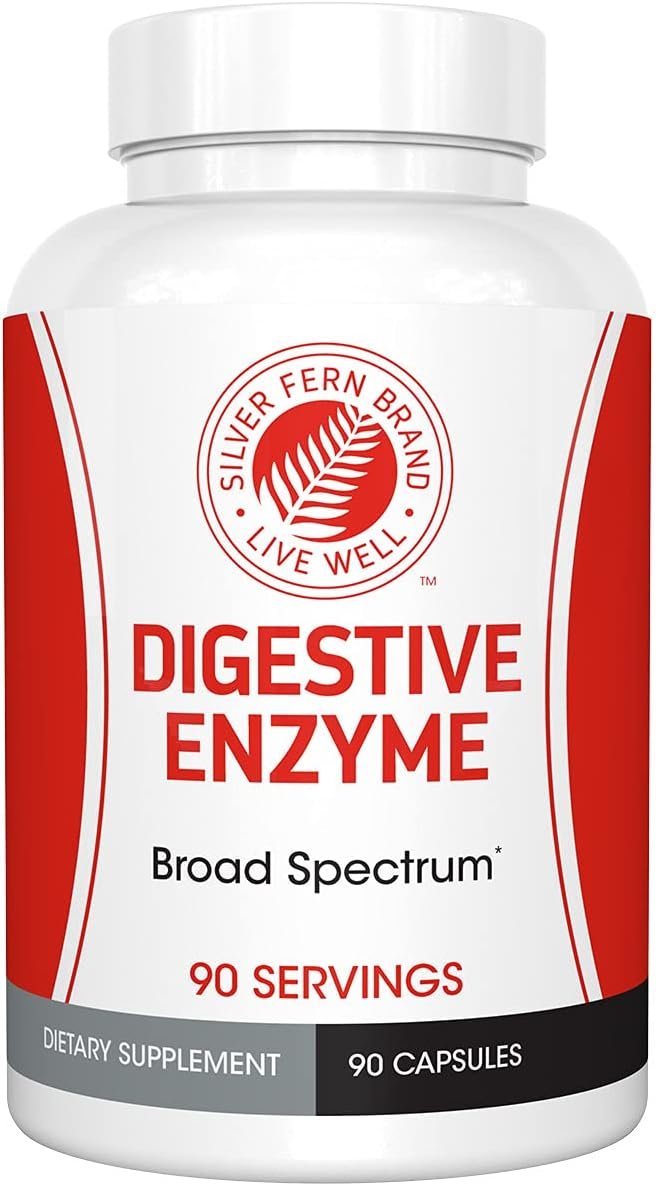 Silver Fern Brand Ultimate Digestive Enzyme Supplement – 1 Bottle = 90 Capsules – High Potency, Multi Enzyme – Digestive Comfort & Food Tolerance – Hemicullulase, Peptidase, Maltase, More