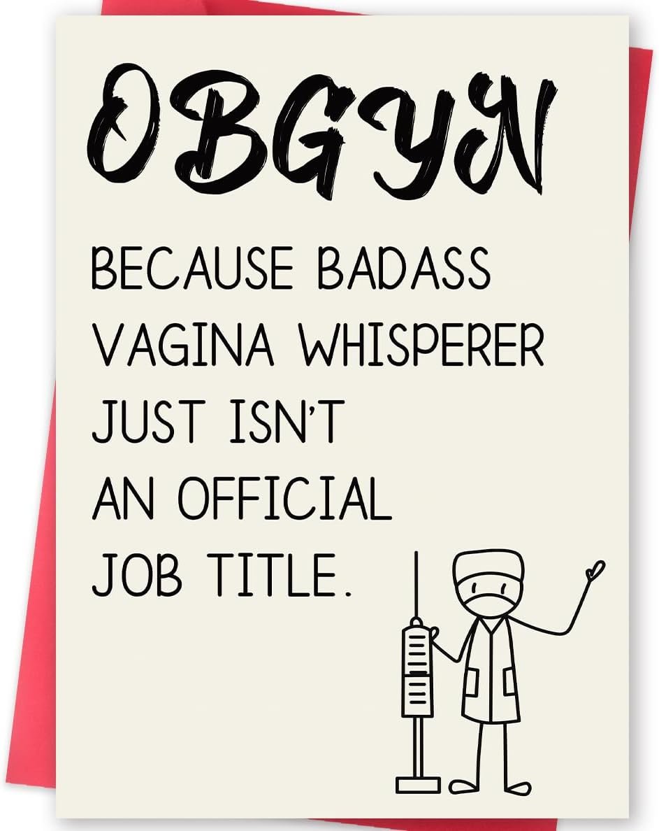 Funny OBGYN Thank You Card – Humorous Gynecologist Gift, Appreciation Card for OB GYN Doctor, Labor & Delivery Nurse, Graduation or Thank You Greeting Card