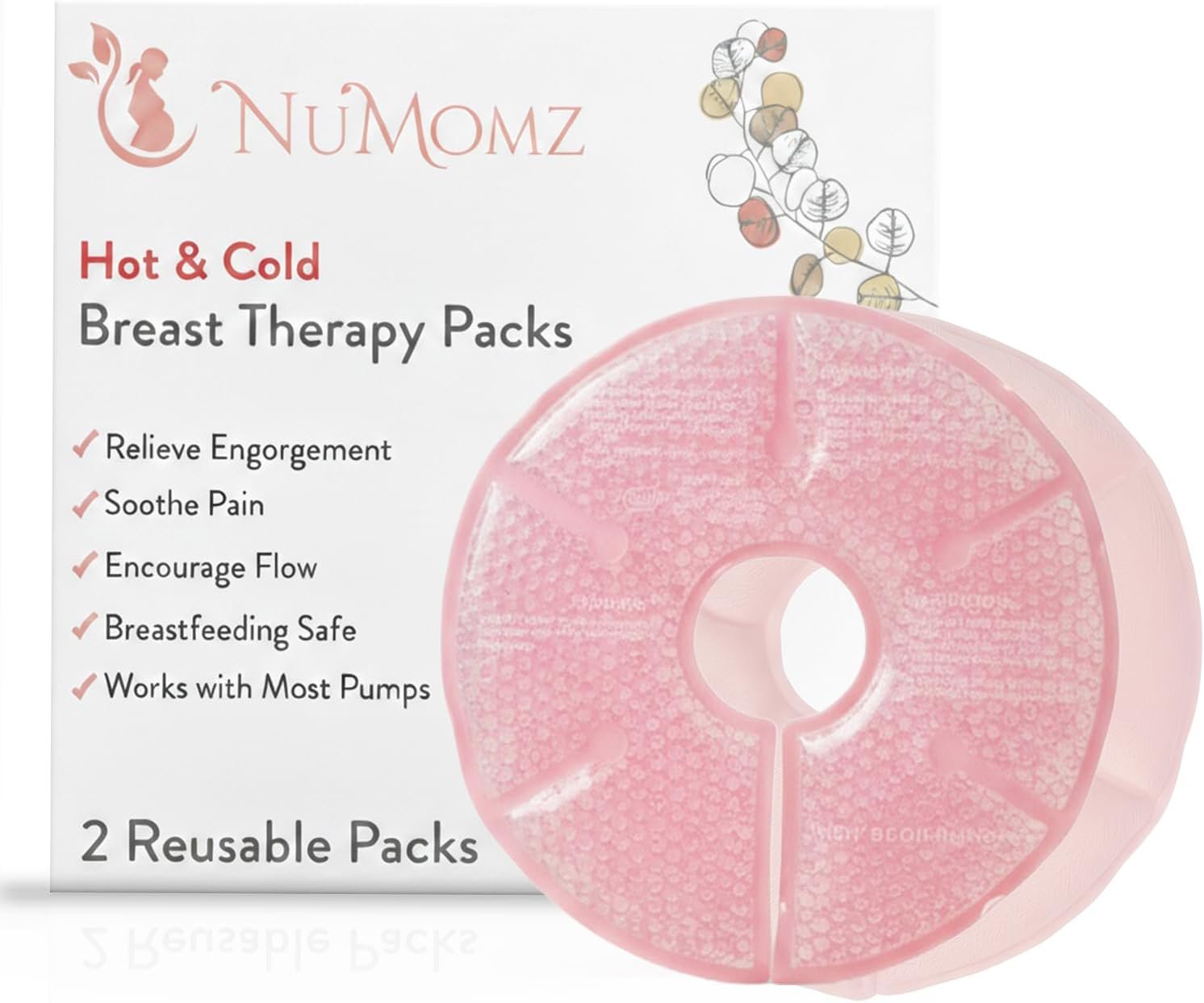 Hot and Cold Breast Ice Packs | Breastfeeding Essentials, Works with Most Pumps | Helps Relieve Engorgement & Encourage Flow | Plush Fabric Side | 2 Gel Breast Therapy Packs Reusable (Blush Pink)