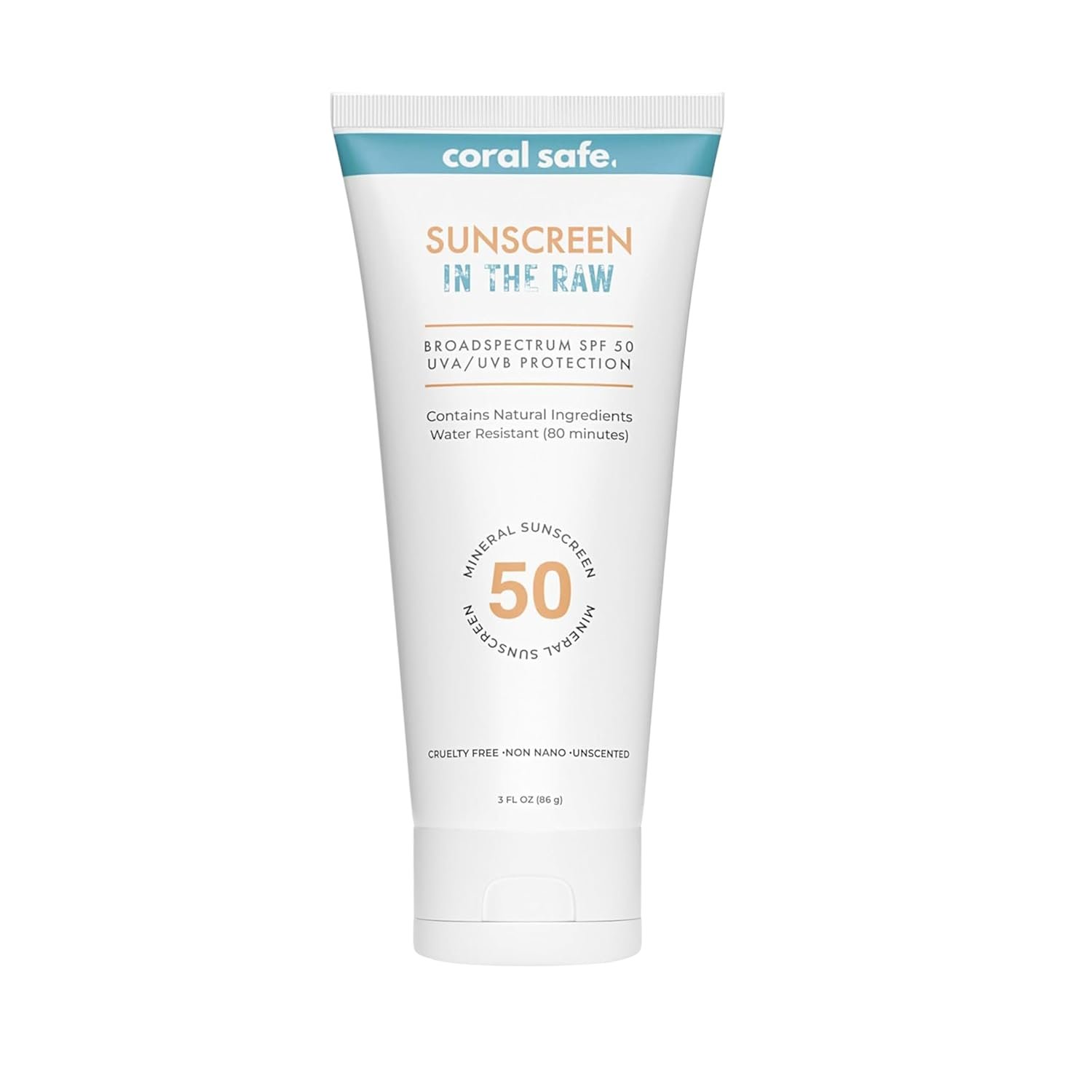 Reef Safe Mineral Sunscreen Travel Lotion SPF 50 – Mexico & Hawaii 104 Reef Act Compliant, Biodegradable, Zinc Oxide, Oxybenzone & Octinoxate Free, Water Resistant, Natural Ingredients, by Coral Safe