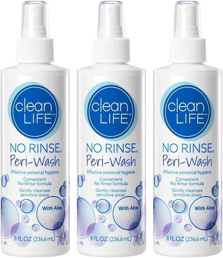 No-Rinse Peri-Wash, 8 fl oz – Soothing, Protecting Perineal Cleanser in a Rinse-Free Formula (Pack of 3)