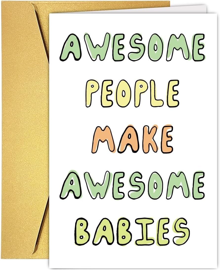 UUEFKTN Cute Baby Shower Card Gift for New Mum Dad Friend Him Her, Funny New Baby Arrival Expecting Card for Women Men, Congratulations Pregnancy Gift