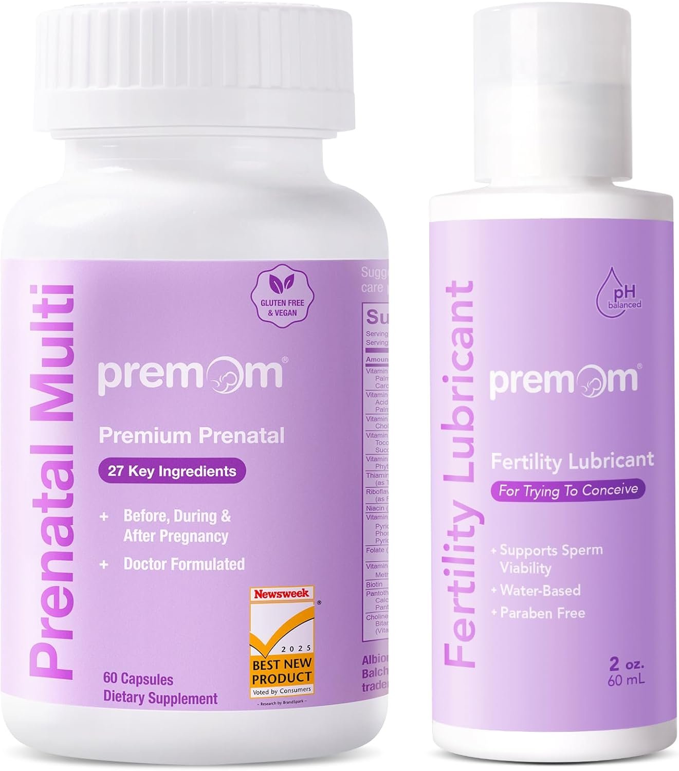 Premom Water Based Fertility Lubricant + Premom Multivitamin for Women – Prenatal Formula Vitamin Supplements
