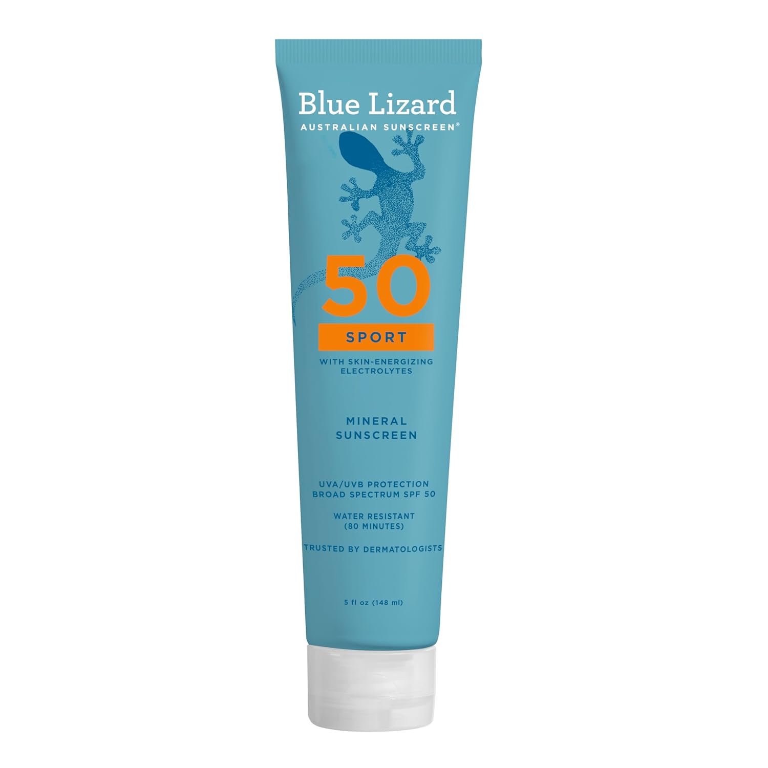 Blue Lizard Sport Mineral SPF 50 Lotion, Ideal for Athletes, 100% Mineral Sunscreen Actives, Fragrance-Free, Paraben-Free, Vegan, 5 fl oz