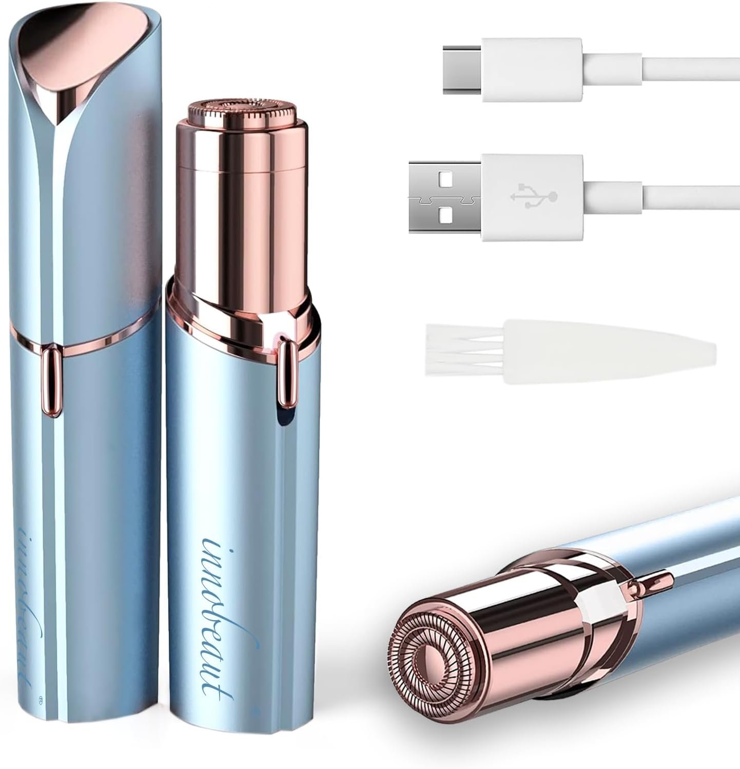 innobeaut Facial Hair Removal for Women, Electric Painless Facial Hair Remover for Face, Lip, Chin with USB Rechargeable, Blue(Device Only)