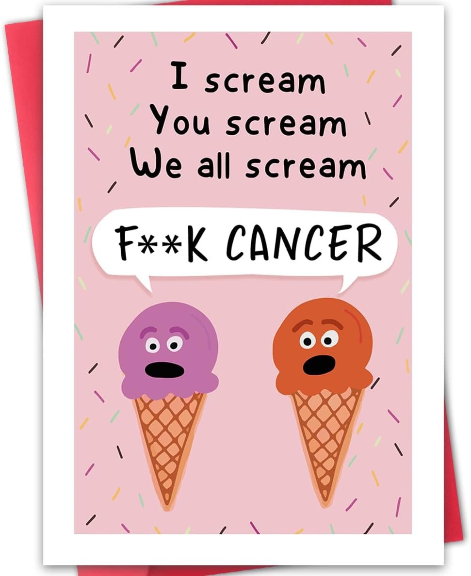 Hongshan Funny Encourage Cancer Card for Friend,Cute Breast Card,Fuck Cancer Cards for Him Her,Humor Gift for Women Men,Get Well Gifts,Sympathy Cards