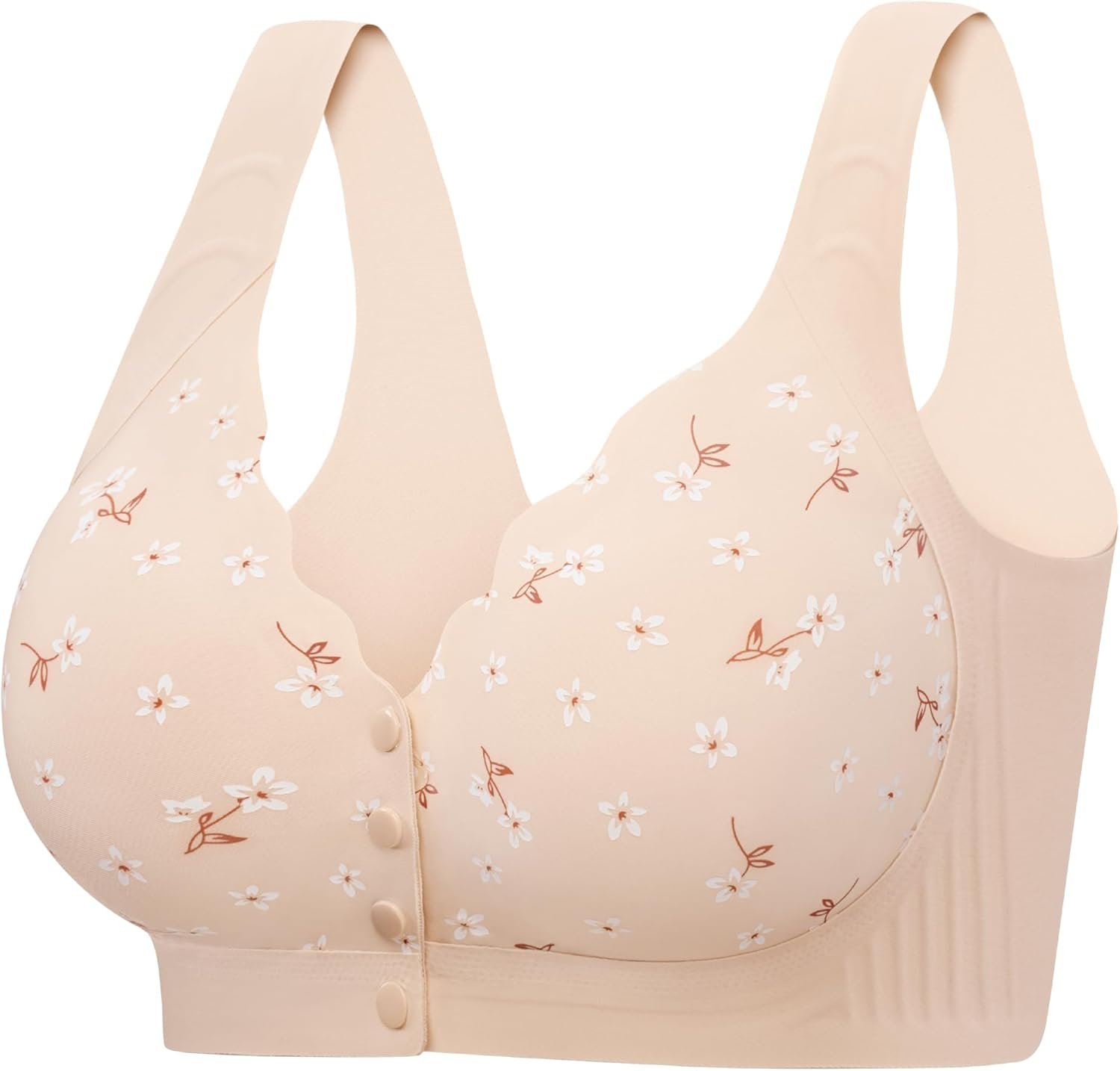 Wireless Daisy Jelly Bras for Women, Front Closure Seamless Bra Post Surgery Comfort No Underwire Push Up Bralettes