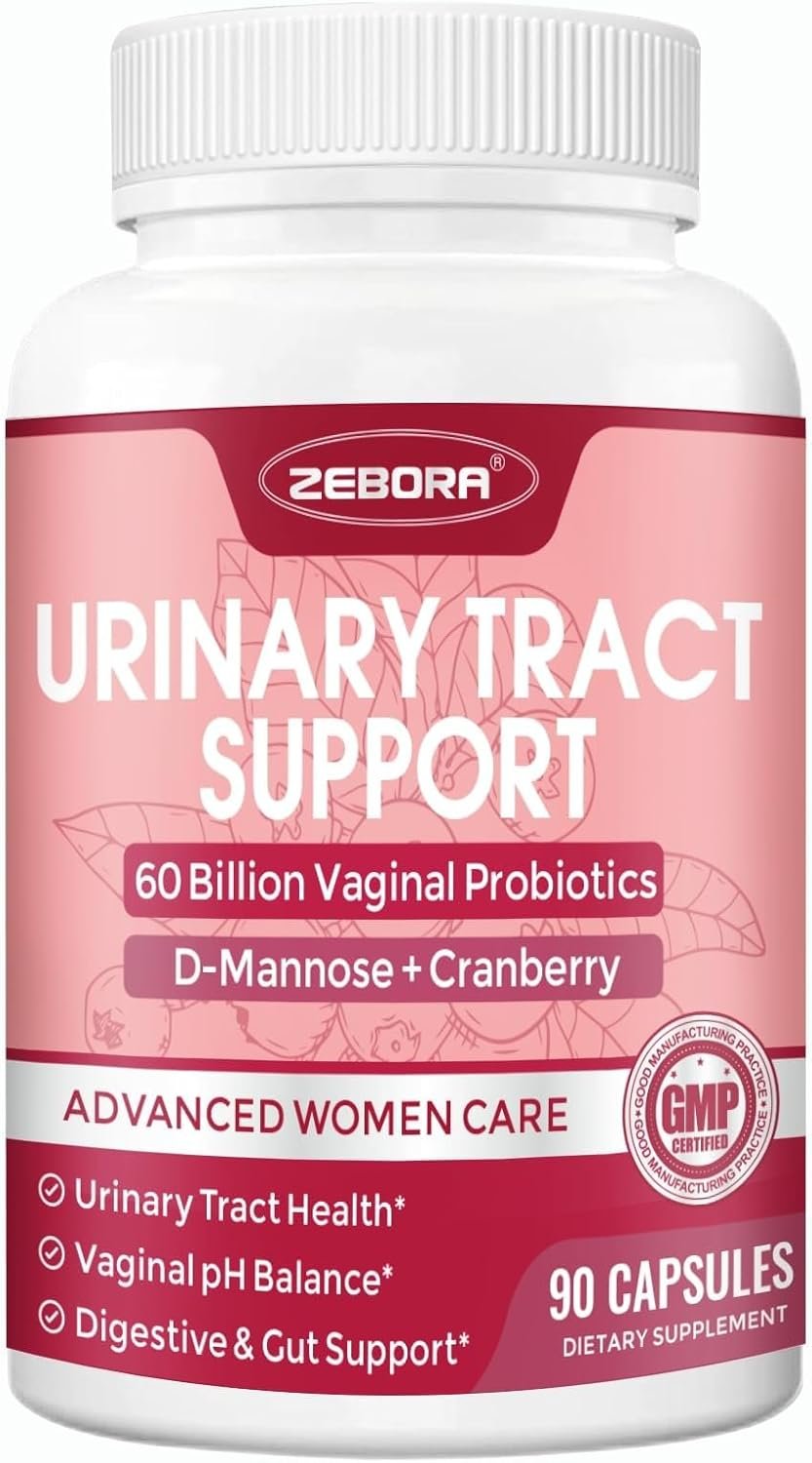 ZEBORA Urinary Tract Health for Women – Vaginal Probiotics for Women Digestive Health and pH Balance – D Mannose Supplements with Cranberry to Cleanse Urinary Tract & Bladder – 90 Capsules