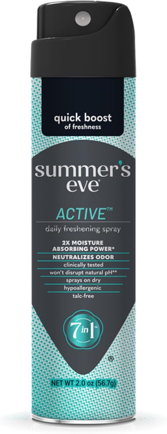 Summer’s Eve Active Daily Feminine Spray with Talc-Free, Odor-Neutralizing and Sweat-Absorbing Formula, 2 Oz