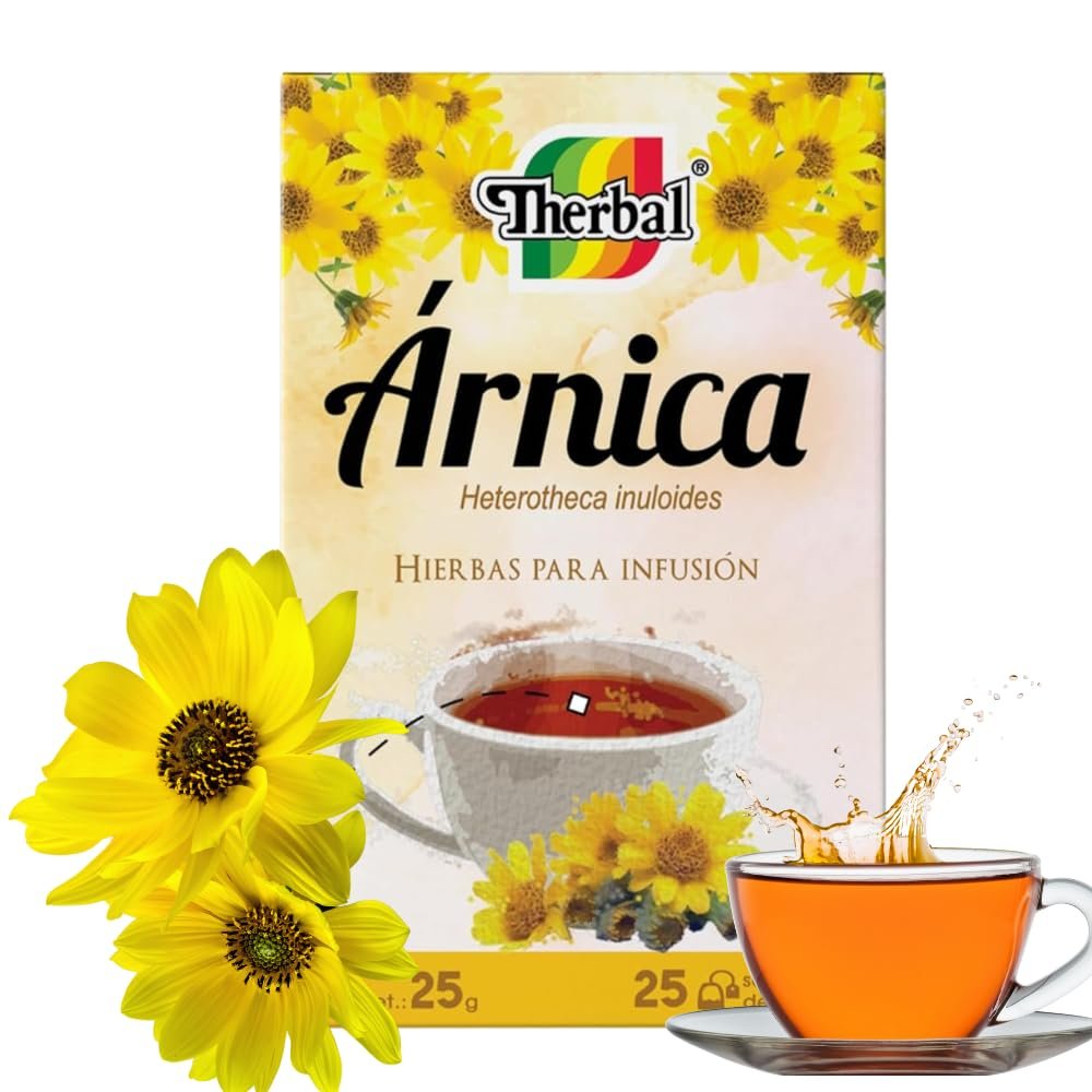 Therbal Árnica Herbal Tea – 25 Tea Bags – 100% Natural Infusion – Caffeine-Free – Heterotheca Inuloides – Aromatic Herbal Blend