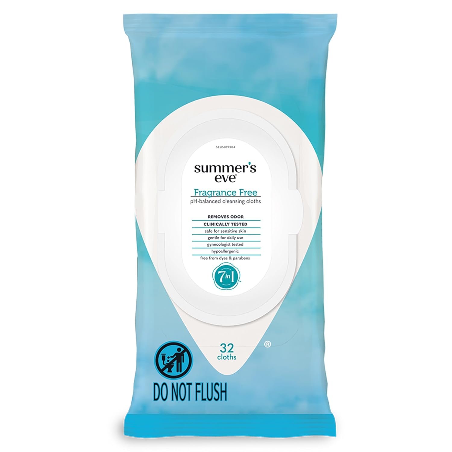 Summer’s Eve Fragrance-Free Feminine Wipes, Gentle pH-Balanced Micellar Water Based Formula Helps Control Vaginal Odor, Resealable Pack, 32 Wipes